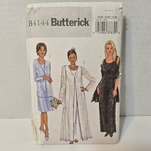 Butterick B4144 Uncut Sewing Pattern Formal Lined Jacket Duster Dress Plus Size